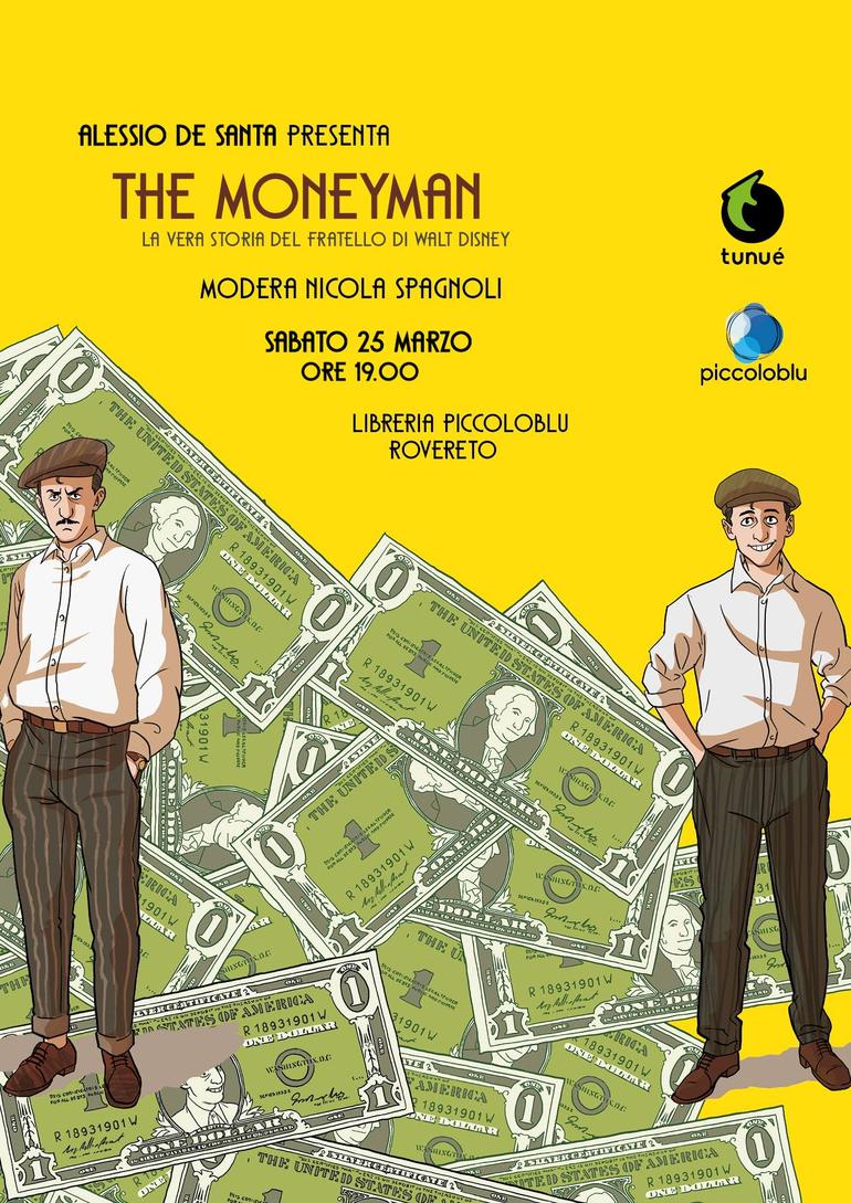 Locandina dell'incontro/presentazione di Moneyman